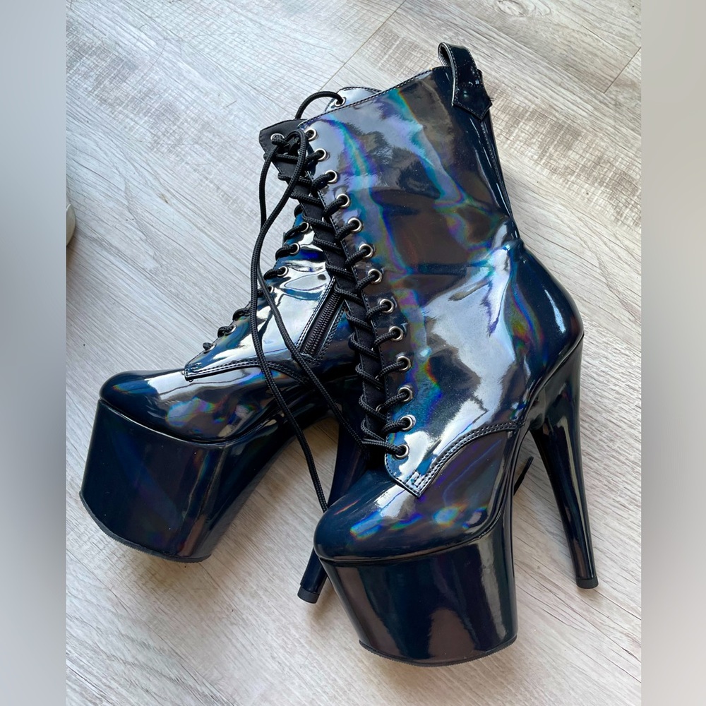 Brand new holographic black pleasers